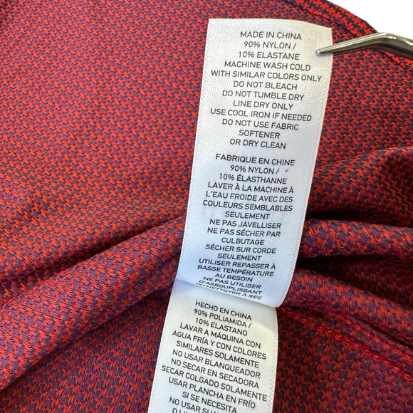 Rhone Mens Commuter Red Blue Houndstooth Pattern Performance Stretch Shirt, M - Picture 10 of 10